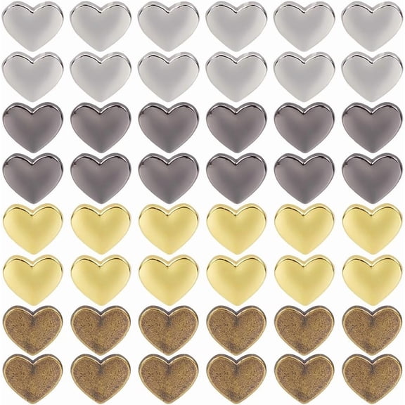 100Pcs Alloy 1 Hole Heart Shaped Buttons Retro Love Shank Metal Bulk Vintage Golden Silver Assorted Trim Matallic Valentine Brass Gold Buttons for Crafts Sewing Making Clothes Decorations Multi-color