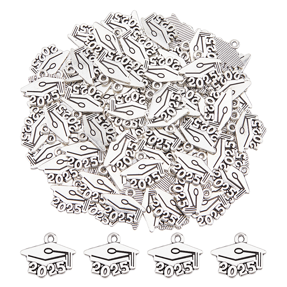 Graduation Cap Chsrms 100Pcs Alloy Graduation Charms Graduation Cap Charms Graduation Tassel ...