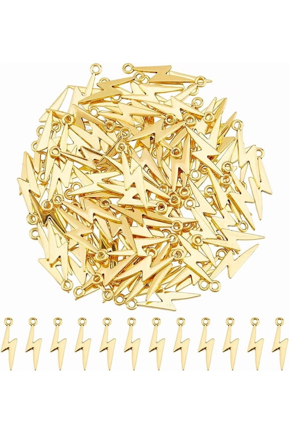 100Pcs Alloy Lightning Charms Lightning Bolt Charms 27x7.5x2mm Thunder Charms Tiny Flash Charms Tibetan Charms Pendants DIY for Jewelry Making Hole: 2mm