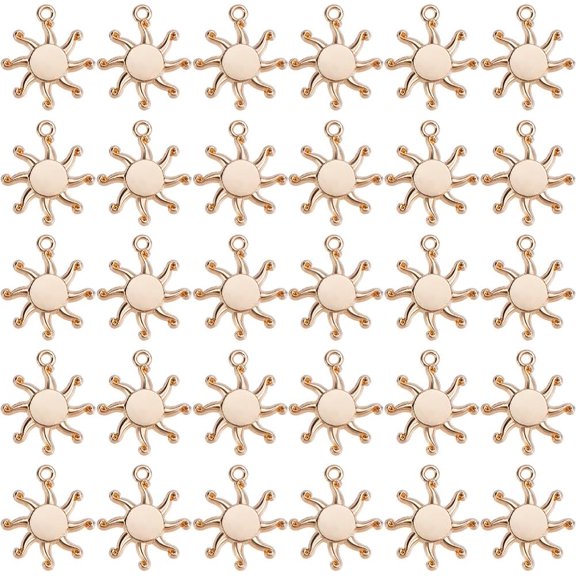 100Pcs Alloy Pendants Sun Charms Light Gold 19x16.5x2mm Hole: 1.5mm
