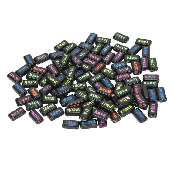 100Pcs Alphabet Beads Plastic Perforated Mixed Color Letter Rectangular Jewelry Accessories