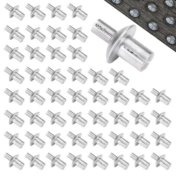 100Pcs Aluminum Core Rivets with Half Round Head Kit, M5 7mm Knock Type Expansion Rivets for Households, Mechanical Devices, Precision Instruments(Silver)