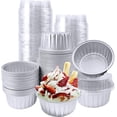 thumbnail image 1 of 100Pcs Aluminum Cups with Lids,5oz Disposable Ramekin Baking Cups Muffin Liners Mini Pie Pans Foil Cupcake Containers for Christmas Party Wedding,Silver, 1 of 4