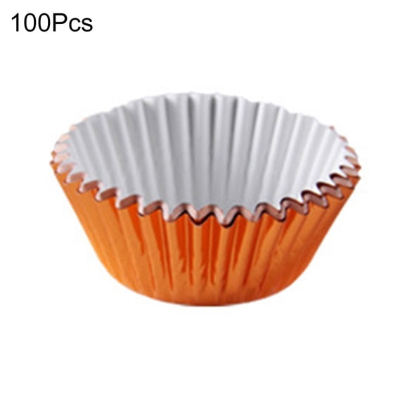 100Pcs Aluminum Foil Muffin Cases Paper Baking Cupcake Cups Kitchen Bakeware Orange Aluminum Foil