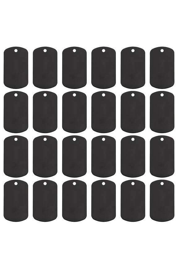 100Pcs Aluminum Pendants Blank Tags Rectangle Black 50x29x1mm Hole: 3.5mm