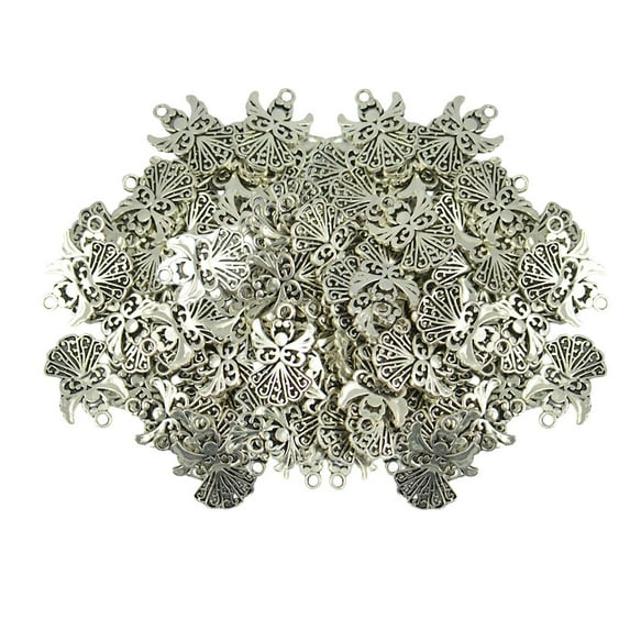 100Pcs Antique Filigree Angel Charms Pendants Locket Bead