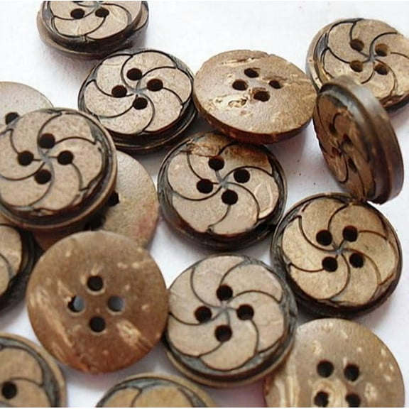 100Pcs Art Buttons 15mm Brown Round Shape Stylish Buttons for Women Men Costume Design DIY Accessories 1 Bag