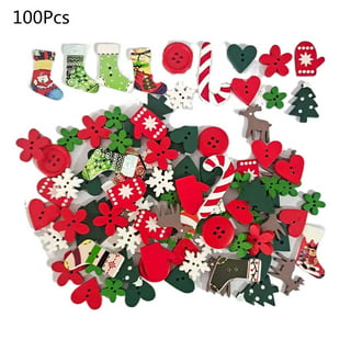  100pcs Large Buttons for Crafts Wood Buttons Santa Buttons  Christmas Buttons for Crafts Chirstmas Decor Christmas Handmade Buttons  chirtmas Decor Cartoon Bamboo Wooden Buttons
