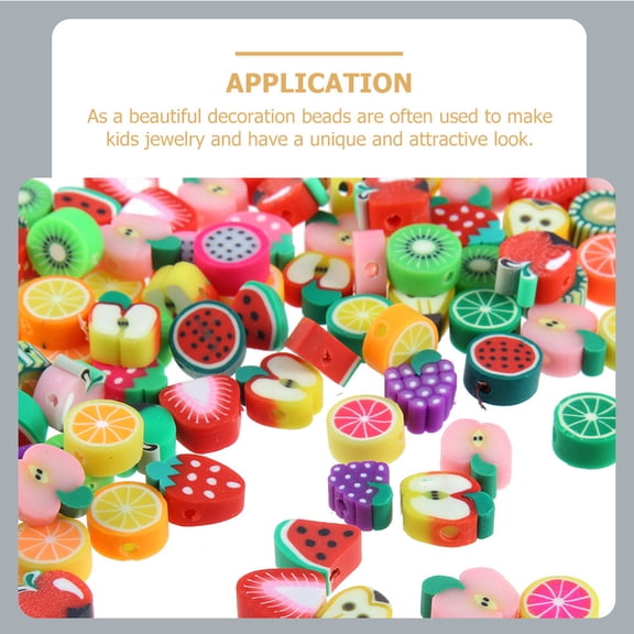 100Pcs Assorted Color Clay Bead Charms Fruit Theme Spacer Beads for Handmade Jewelry