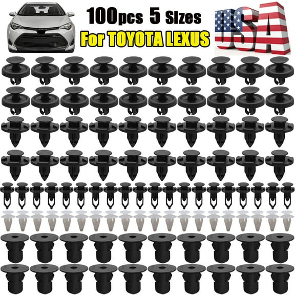 100Pcs Auto Body Rivets Bonnet Liner Grommet Clips Screws for TOYOTA 90189-06013