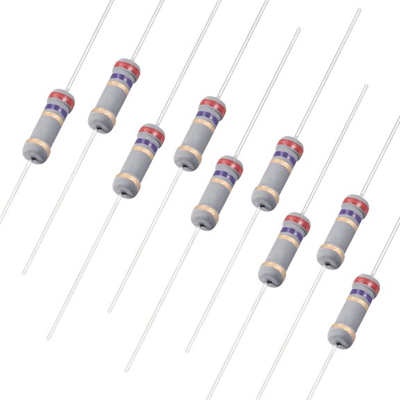 100Pcs Axial Carbon Film Resistors 2.7 Ohm 1W 5%Tolerances 4 Color Bands