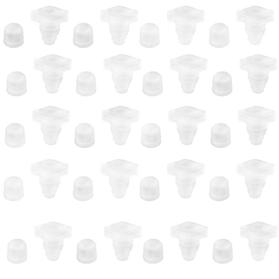 FUEENIRVA 100 Pcs White Bag Seal Caps Plastic Fresh Keeping Caps for Food Bags Juice Bags and More