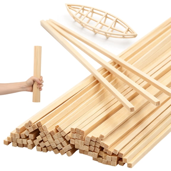 100Pcs Balsa Wood Sticks 0.12inch Square Wood Dowel Rods Unfinished Craft Sticks for Craft DIY Supplies Arts and DIYers
