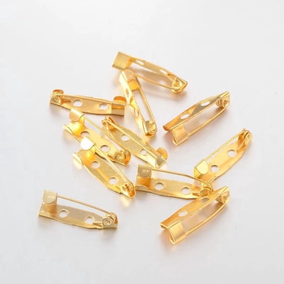 100Pcs Bar Pins Backs Brooch Backs Safety Pin Backs with 2 Holes Golden Iron Bar Jewelry Pins for Badges DIY Craft Sewing 0.8 Inch Long diy