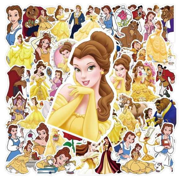 100Pcs Belle Princess Stickers Animation Classic Cartoon Anime Stickers for Laptops, Computers, Water Bottles