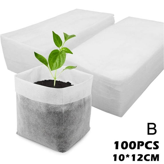 100Pcs Biodegradable Plant Grow Nursery Bag Garden Planting Seedling Bags E1Y4