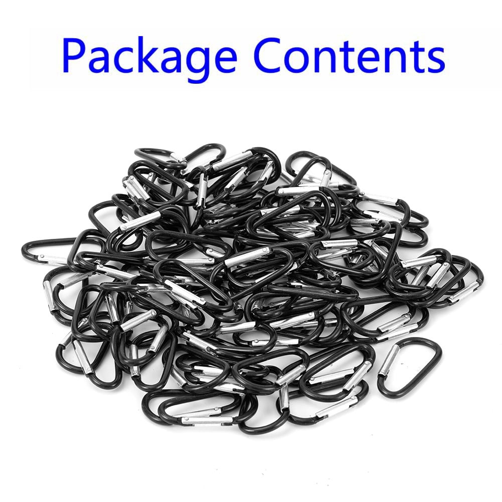 100Pcs Black 50/100 Pcs Silver / Black Aluminum Carabiner Spring Belt