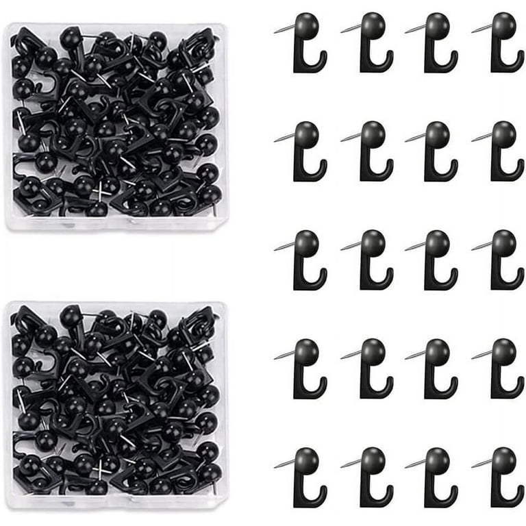 Push Pins For Wall Hanging 60 Pieces Push Pin Hooks - Black Thumbtack ...