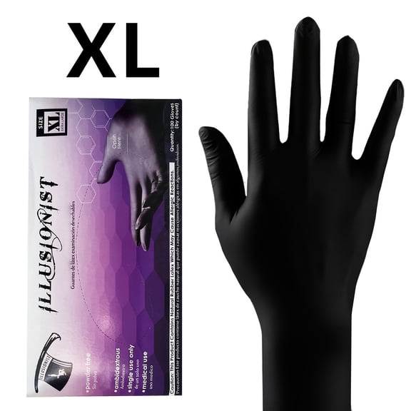 100Pcs Black Disposable Gloves, Latex/Powder-Free Waterproof Durable Gloves, Snug Fit for Tattoo Hair Coloring Pet Grooming Salon Household Cleaning