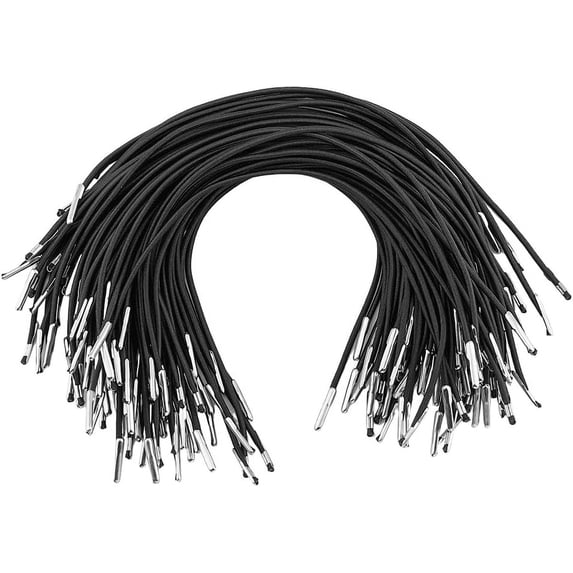 100Pcs Black Elastic Barbed Cord with Metal Ends Elastic Cord with Barbs Elastic Barbed Cord Stretch Loop Band with Metal Barbs Fastener for Notebook Party Hat Mask 9.25inch