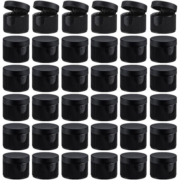 100Pcs Black Flip Top Dispensing Cap Reusable Plastic Bottle Caps Flips Top Cap for DIY Bottle Replacement Bottles Caps for DIY Shampoo Moisturizer Squeeze Bottles - Inner Diameter 20mm