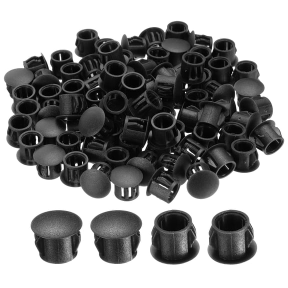100Pcs Black Hole Plugs, 10mm / 0.39" Plastic Snap in Locking Screw Hole Cover Flush Mount Panel Plugs for Chair / Table / Furniture Cabinet