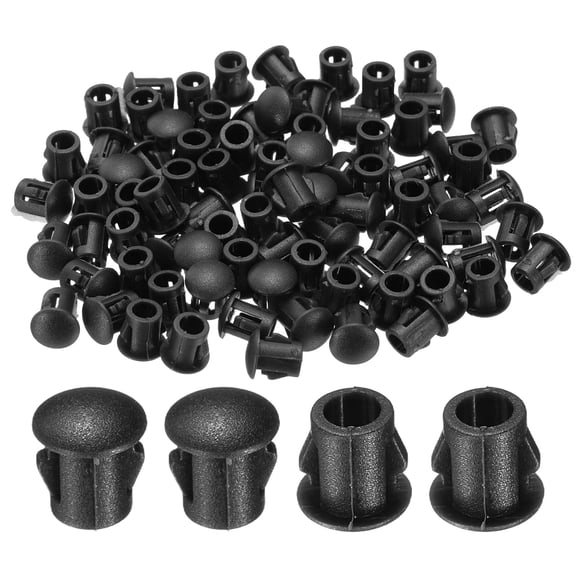 100Pcs Black Hole Plugs, 5mm / 0.2" Plastic Snap in Locking Screw Hole Cover Flush Mount Panel Plugs for Chair / Table / Furniture Cabinet