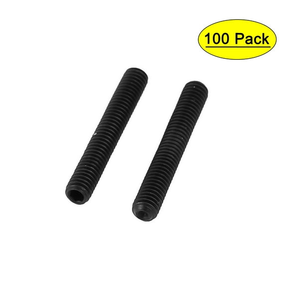 100Pcs Black M3 x 20mm Alloy Steel Hex Socket Set Grub Screws Headless Cup Point