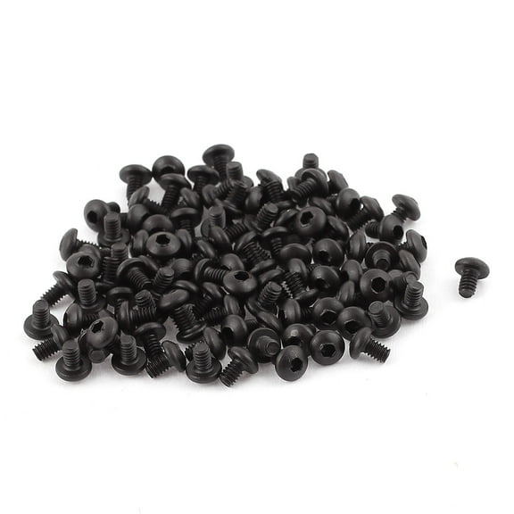 100Pcs Black M3 x 3mm Alloy Steel Hex Socket Button Head Machine Screws Bolts