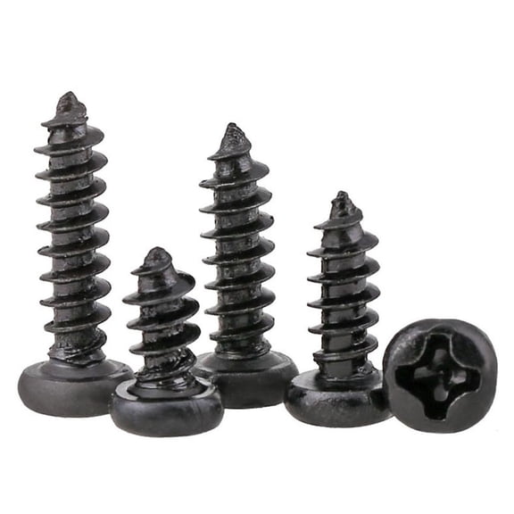 100Pcs Black Round Pan Head Cross Self-tapping Screws M1 M1.2 M1.4 M1.7 M2.3 M2.6 M3 Micro Electronic Screw