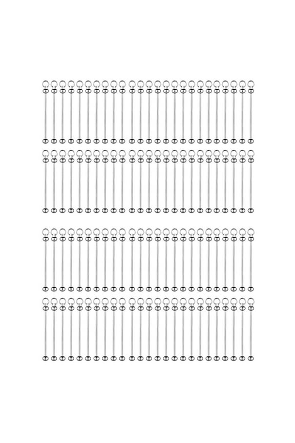 100Pcs Blank Beadable Keychain Bars,Metal DIY Bead Keychain Bar Charms Eady Detachable Key Chain Making Accessories