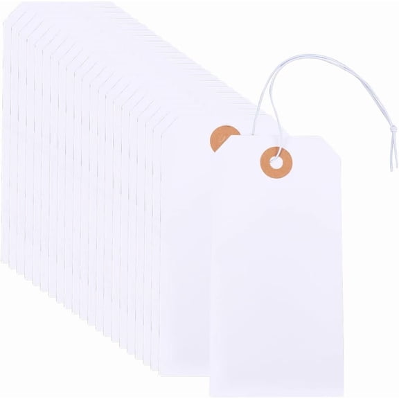 100Pcs Blank Paper Price Tags with Cord Rectangle White 24.5~24.8cm for Craft Accessories
