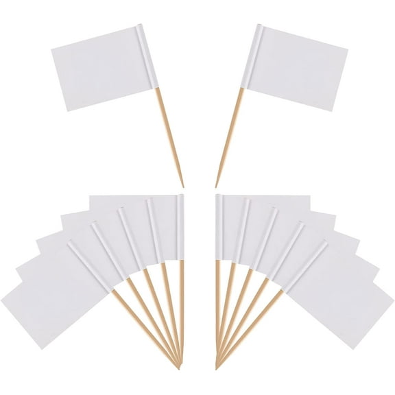 100Pcs Blank Toothpick Flags, Cocktail Sticks Food Labels Fruit Picks White Food Flags for Party Food,Cake,Cheese Plate Cupcake Toppers,Baby Shower Names,Fruit Salad Buffet Food Supplies 3.5 * 2.5cm