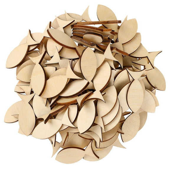 100Pcs Blank Wood Fish Cutouts Fish Shaped Unfinished Embellishments Wood Slices