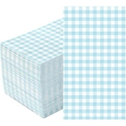 100Pcs Blue and White Gingham Cocktail Napkins 3 Ply Blue Buffalo Checkered Disposable Absorbent Hand Towels Summer BBQ Decorative Towels for Baby & Bridal Shower Bathroom Kitchen Supplies Decoration