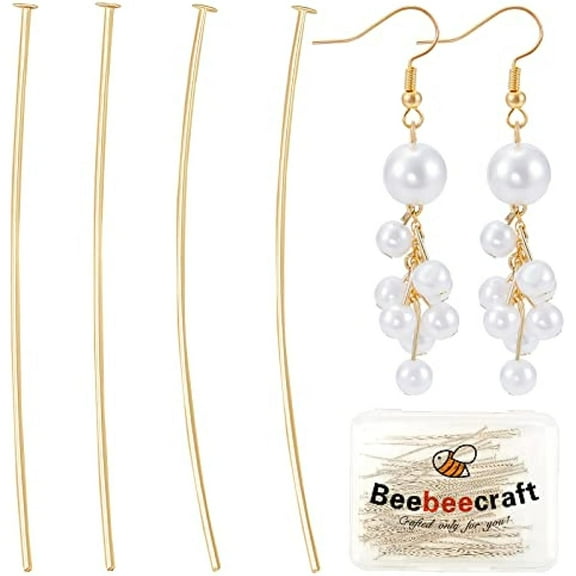 100Pcs/Box Flat Head Pins 18K Gold Plated Straight End Head Pins Jewelry Head Pins for Jewelry Beading Craft Making