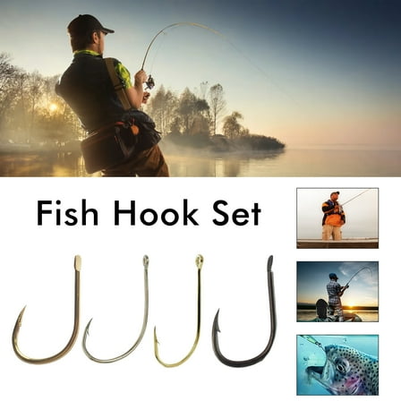 100Pcs/Box Metal Fishhook Number 3 to 12 Heavy Duty Barbed Fishing Hook Freshwater Saltwater Bass Trout Walleye Fishing Accessories