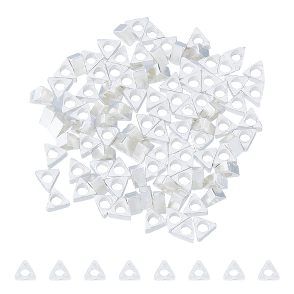 100Pcs Brass Beads Triangle 925 Sterling Silver Plated 3x3x1mm Hole: 1mm DIY