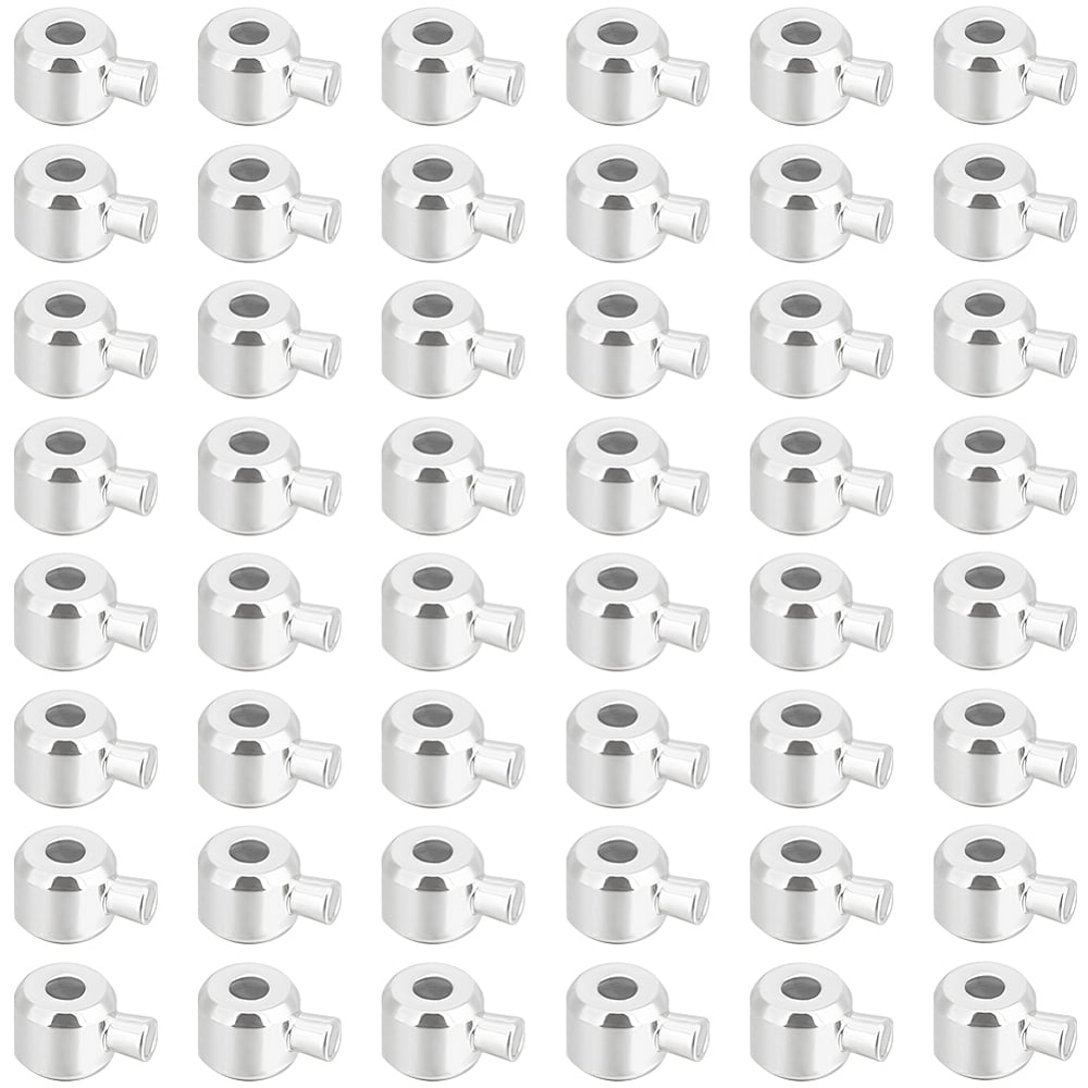 100Pcs Brass Crimp Beads Long-Lasting Plated Column 925 Sterling Silver Plated 4.5x3.5x2.5mm Hole: 0.9mm