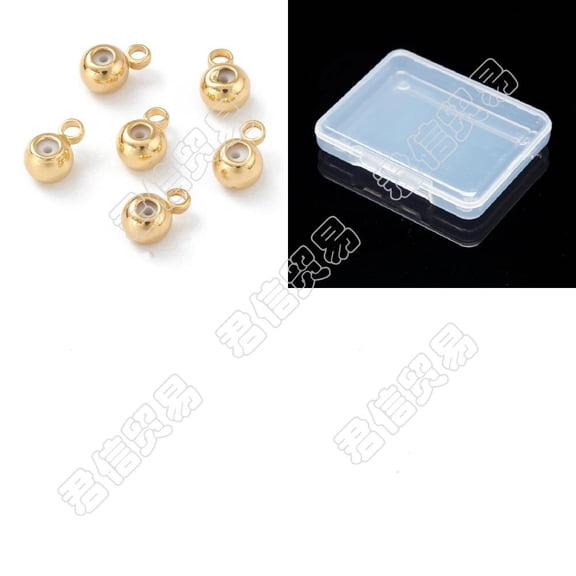 100Pcs Brass Hanger Links Rondelle Bail Beads Hanger Connector Links 6x4x3mm Dangle Hanger Beads with 1.2mm Loop