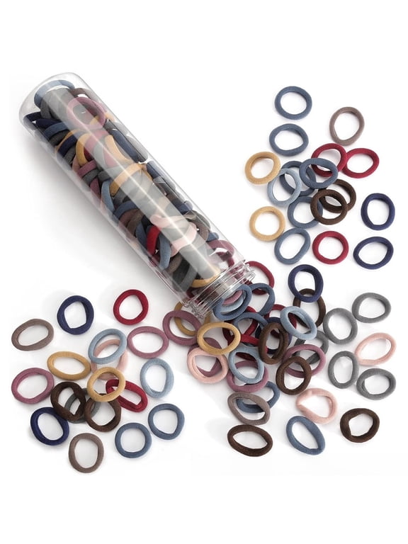 100Pcs Brown Cotton Hair Ties - 100PCS Seamless Thick Elastic Ponytail Holders, No Crease for Women