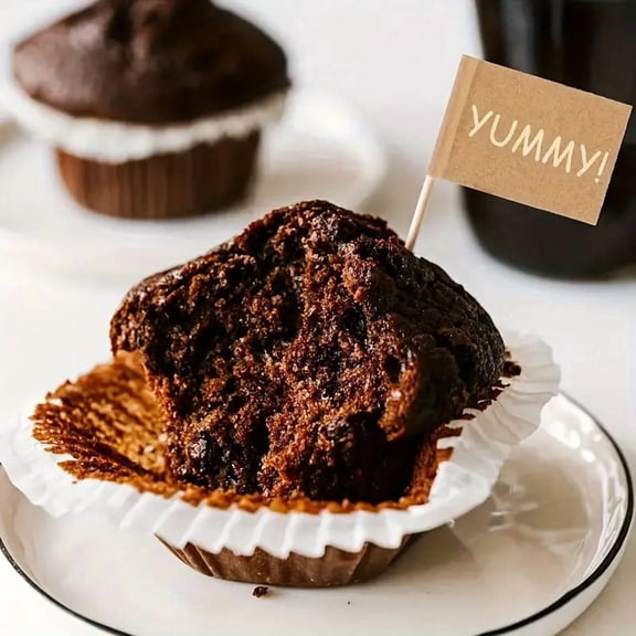 100Pcs Brown Toothpick Flags - Mini Cupcake Toppers, Cocktail Picks, Food Labels for Charcuterie Boards & Appetizers
