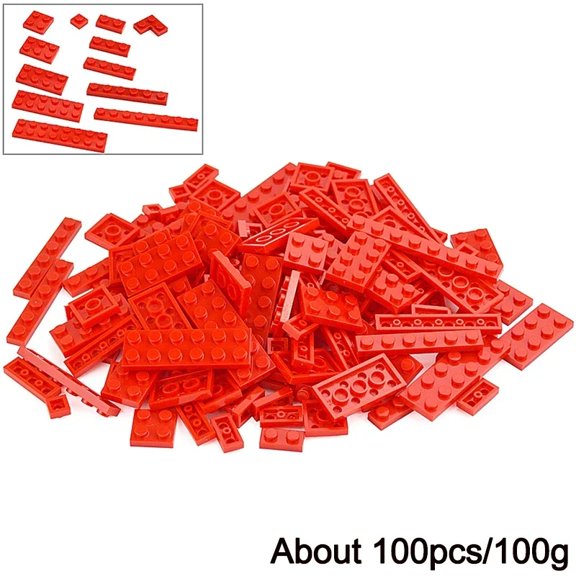 100Pcs Bulk Parts Thin Bricks 12 Size Mixed 15 Color Building Blocks Figures MOC Model Educational Construction Toy for Kid Gift