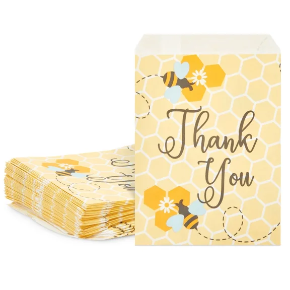100Pcs Bumblebee Party Favor Goodie Bag For Honey Bee Baby Shower Treat Gifts 7"