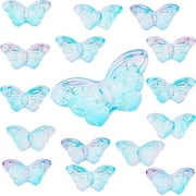 NOBRAND 100Pcs Butterfly Glass Beads Transparent Bead Charms with Glitter Powder Beades Accessories for Beginners Handmade Jewellery