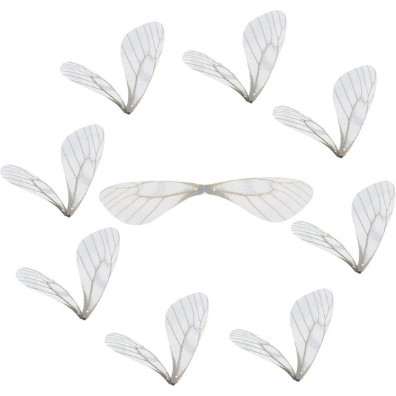100Pcs Butterfly Wings Pendant Fabric Wings Decoration Dragonfly Wings Charms Floral White