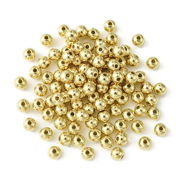 100Pcs CCB Plastic Beads Round Light Gold 6x5mm Hole: 1.5mm