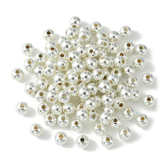 100Pcs CCB Plastic Beads Round Silver 5.5~6x5mm Hole: 1.8mm
