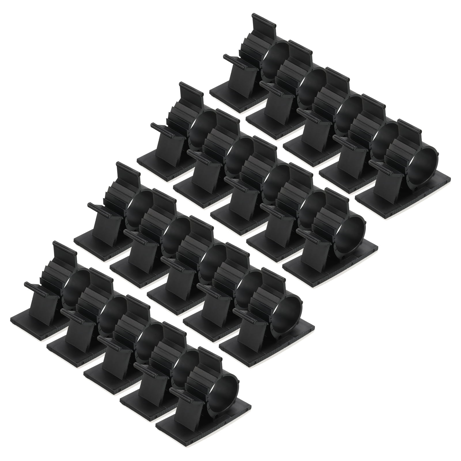 100Pcs Cable Management Clips, 13-16mm Dia Self Adhesive Nylon Wire Holder, Adjustable Organizer Clamp, Black