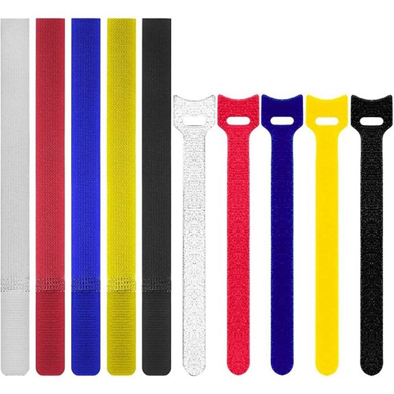 100Pcs Cable Ties With 2 Types, Multi-Color Reusable Fastening Adhesive Cord Rope Organizer Management for Tablet Laptop PC TV Home Office Electronics Wire (Black Green Yellow Red Blue)